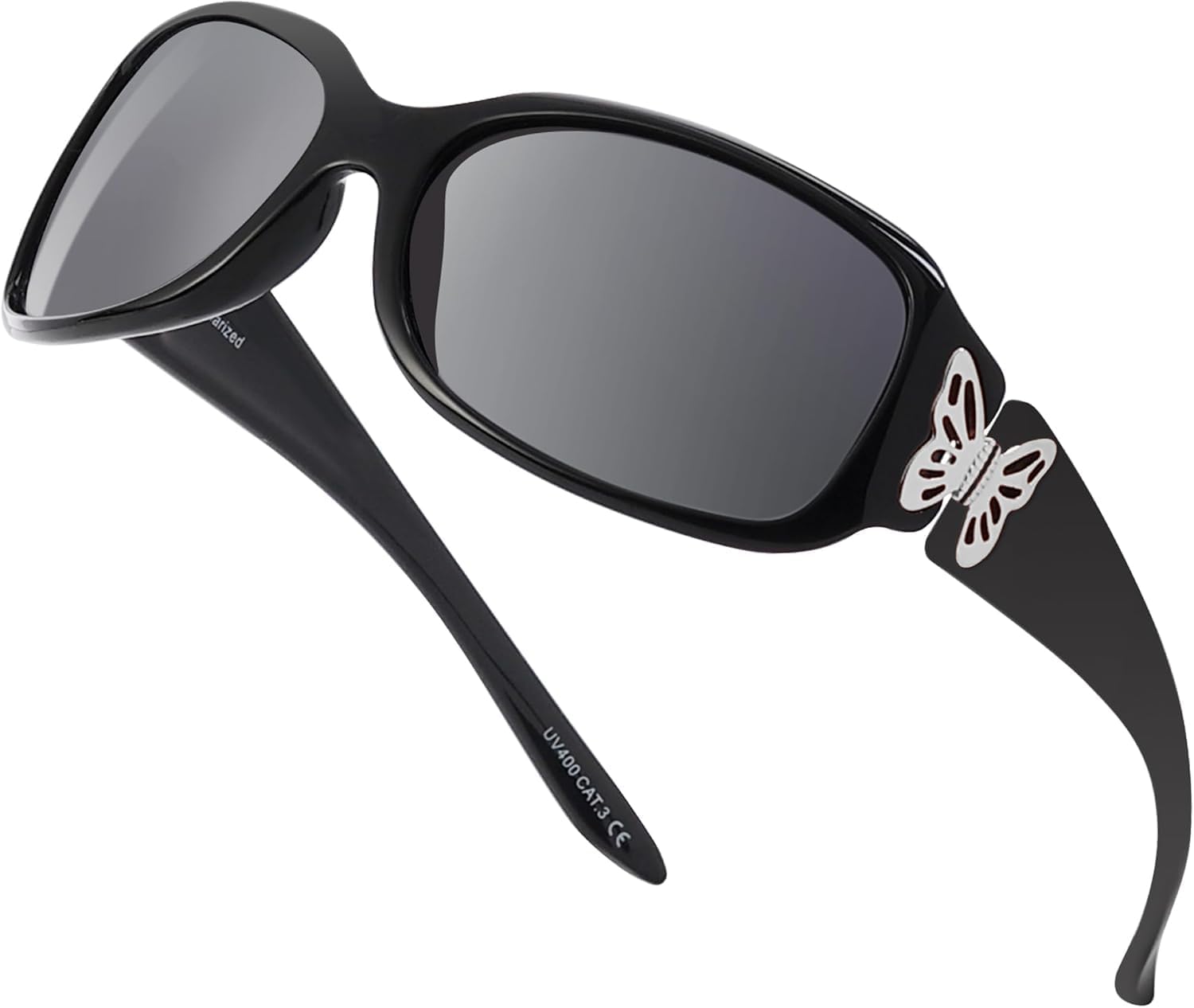 

Поляризованные солнцезащитные очки для женщин - Премиальные модные солнцезащитные очки-бабочки - Дизайнерские солнцезащитные очки Mariposa серии HZ Hornz, Midnight Black