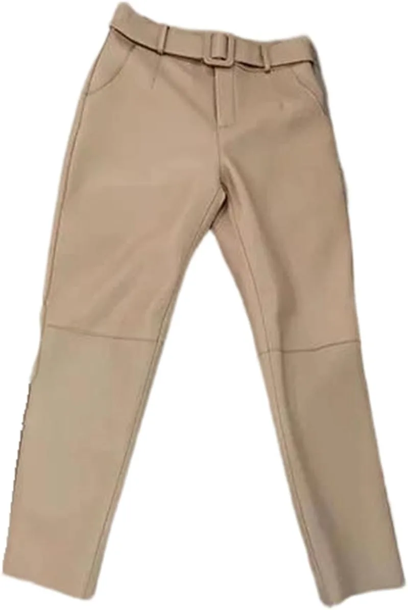 

Женские брюки из натуральной кожи с поясом