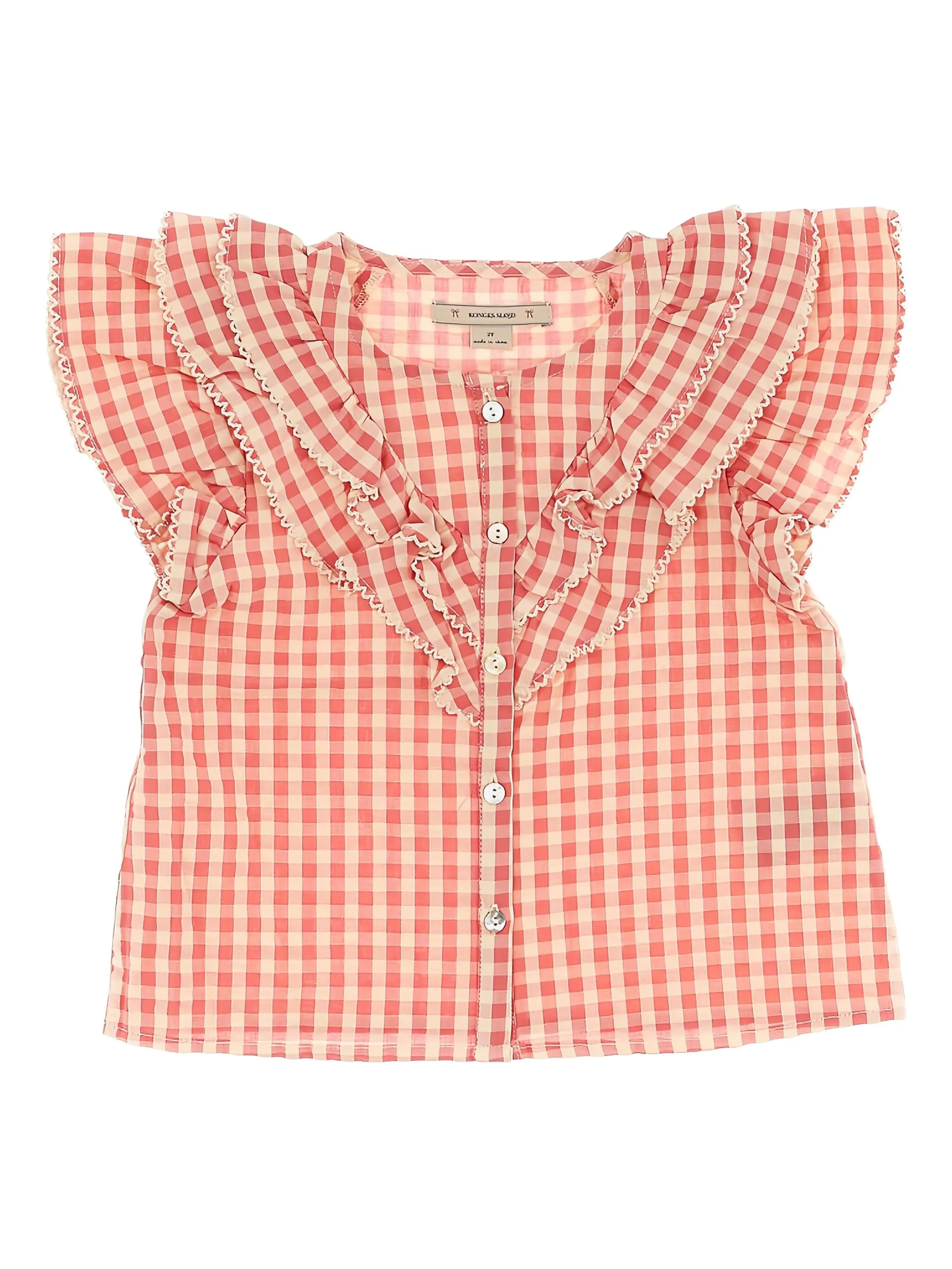

Блузка в клетку гингем с оборками Konges Sløjd, красный