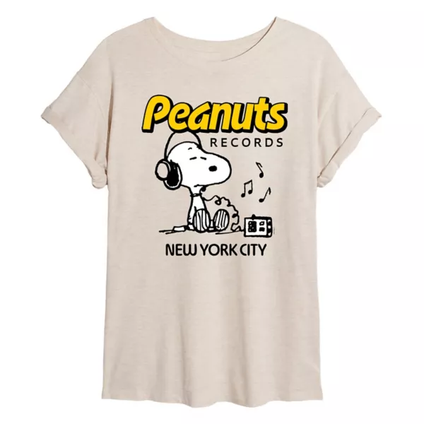 

Футболка Juniors peanuts records с наушниками Snoopy большого размера Licensed Character, бежевый