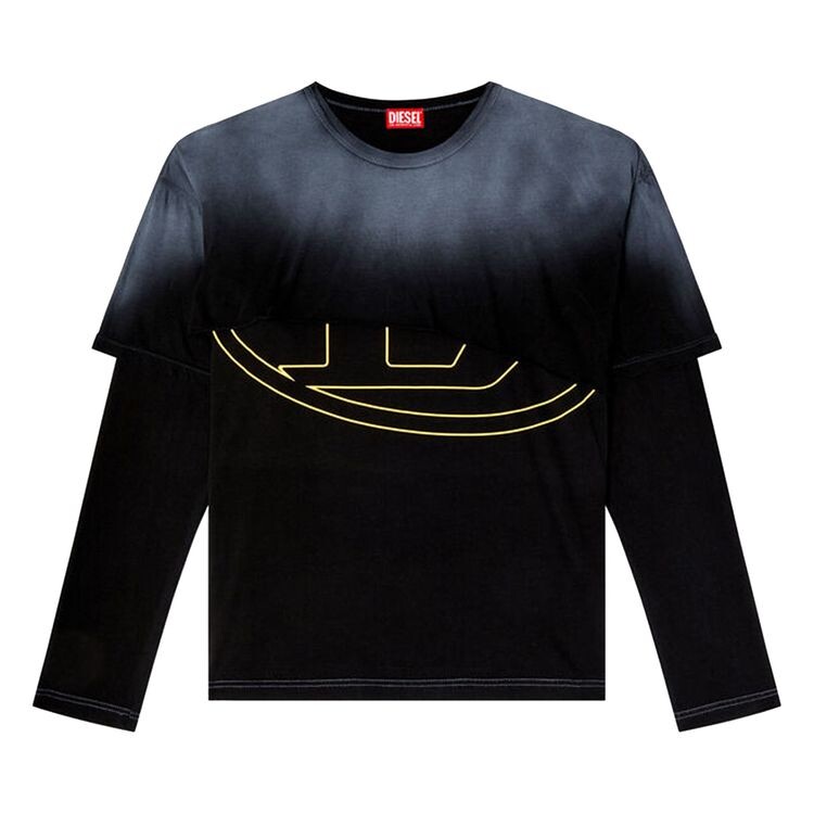 

Футболка Diesel Destroyed Layered Long-Sleeve T-Shirt Black, черный