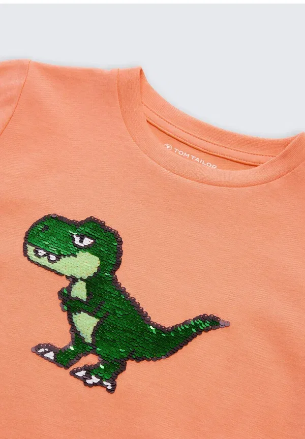 Футболка Tom Tailor T-Shirt mit wendepailletten print t-shirt, ярко-коралловый — фото 3
