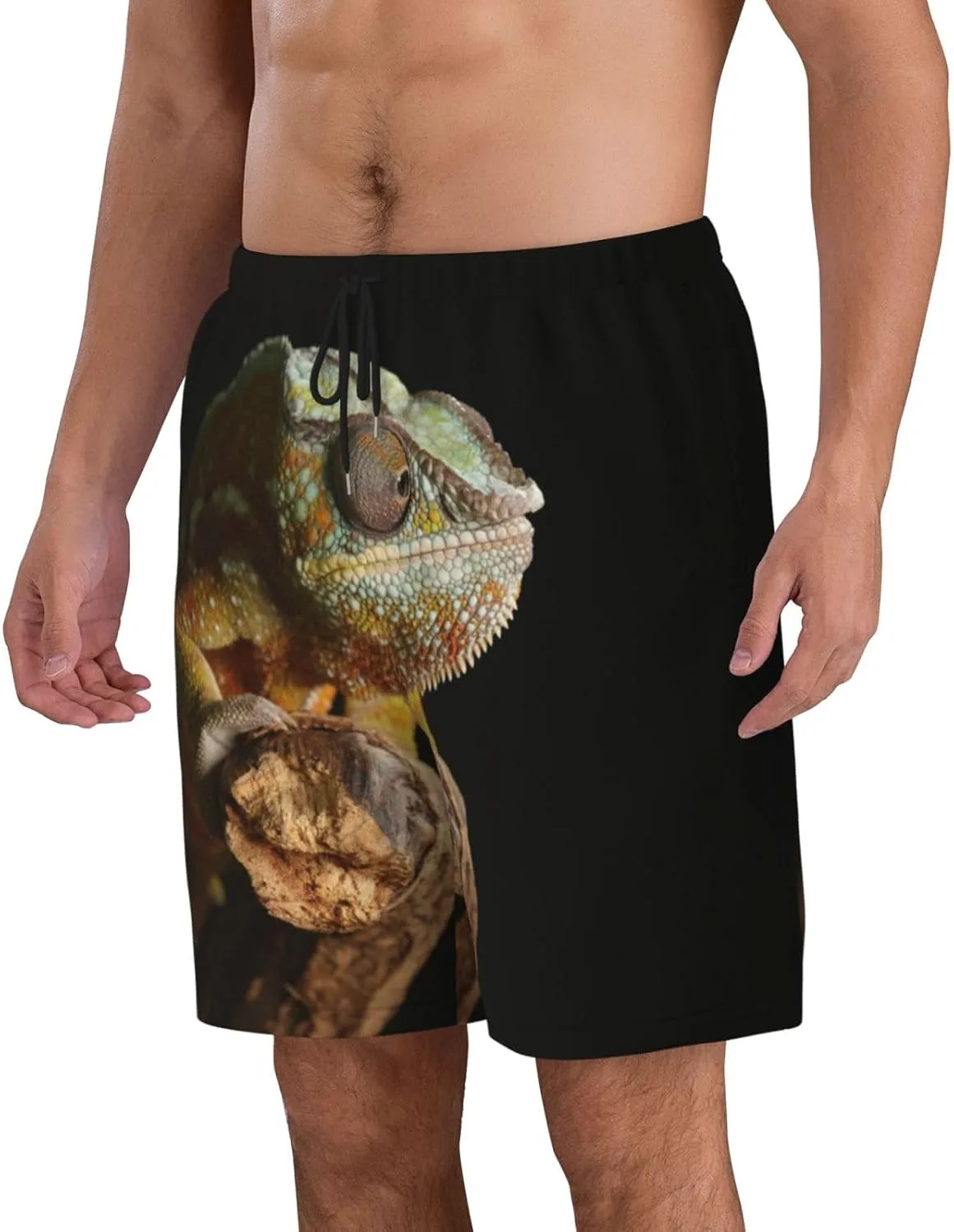 Мужские пляжные шорты Lizard, мужские плавки, шорты для плавания с карманами, купальники Generic, черный — фото 2