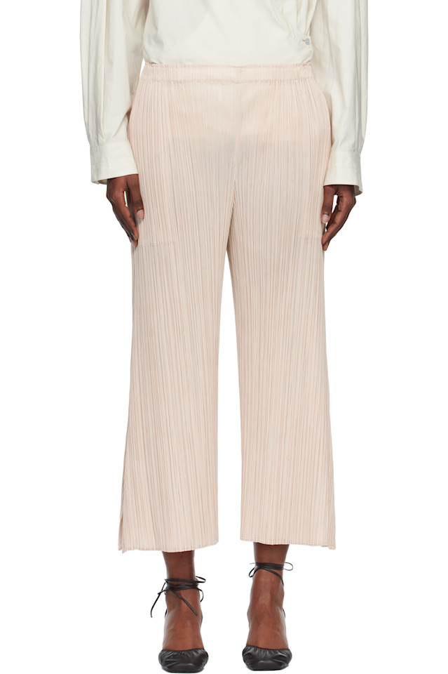 

Pleats Please Issey Miyake Бежевые брюки ежемесячного цвета, июль