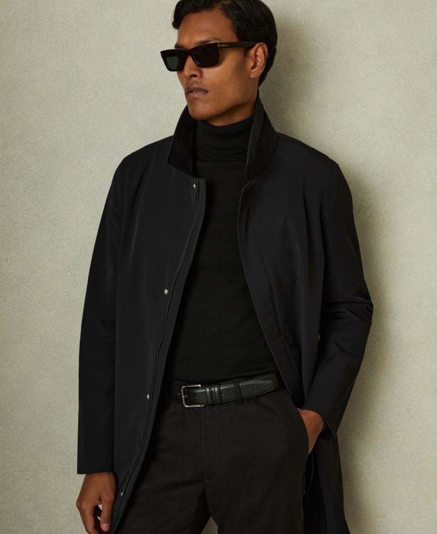 

Мужское гибридное пальто со съемным воротником-стойкой REISS, Black