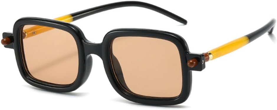 

Женские солнцезащитные очки квадратной формы 2027 года с защитой от УФ-излучения UV400, винтажные очки с заклепками, мужские панк-очки с прозрачным градиентом MTZJH, Black Champagne