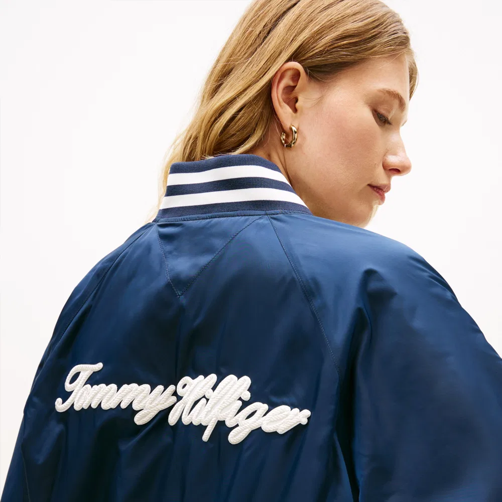 Женская бомбер-куртка Signature Varsity тёмно-синяя от Tommy Hilfiger Women — фото 4