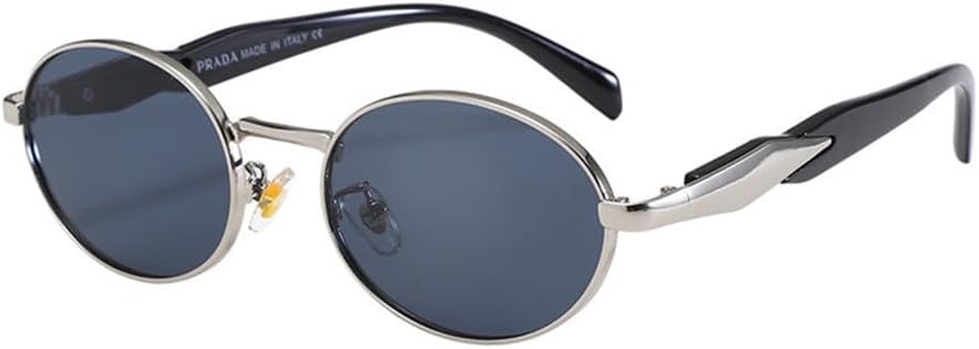 

Металлические овальные солнцезащитные очки в стиле панк для мужчин и женщин - защита от УФ-излучения UV400 - ретро-стиль - легкие, подходят для бега и занятий спортом на открытом воздухе UYPTK, Sr-bk