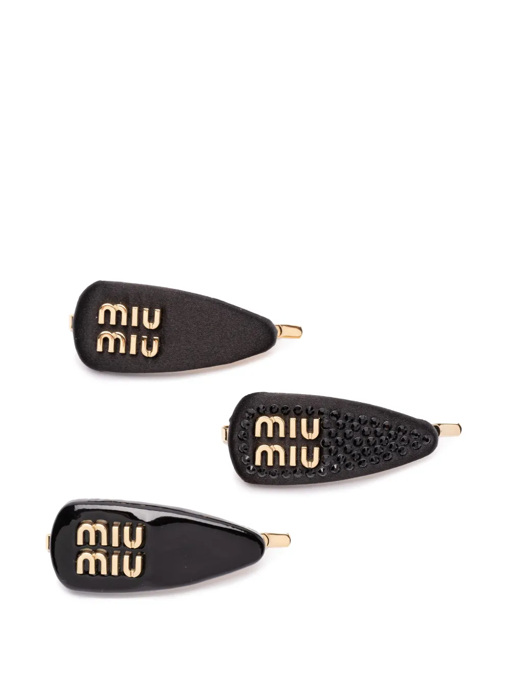 

Комплект из трех заколок для волос с логотипом Miu Miu, черный