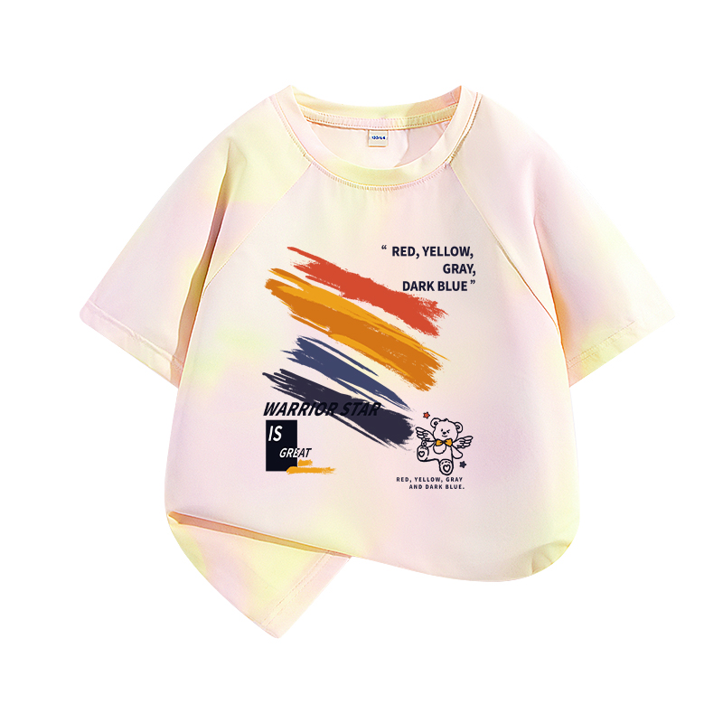 

Футболка детская с круглым вырезом тонкая WARRIOR, розовый желтый/h colorblock