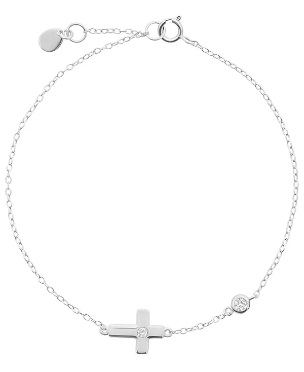 

Браслет-Крест с кубическим цирконием (0,13 карата) из стерлингового серебра Macy'S, silver