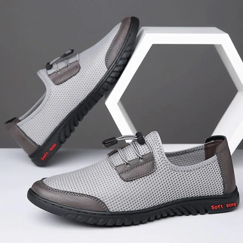 Лоферы мужские с вырезами из сетки, без бренда, модель Cutout Mesh Handmade Flat Casual Loafers Lightweight Slip On Mesh Moccasins Summer Breathable Driving Shoes, черный HBNCFTI — фото 3