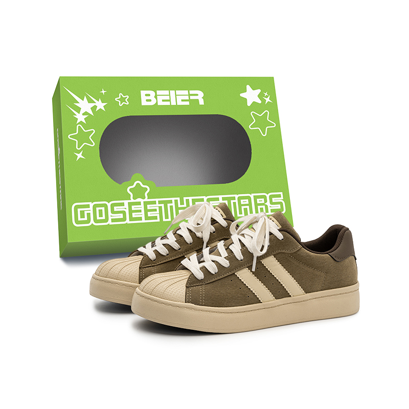 

BEIER Минималистичные универсальные повседневные прочные легкие и дышащие низкие скейтерские кроссовки Shell Toe мужские хаки, цвет Khaki