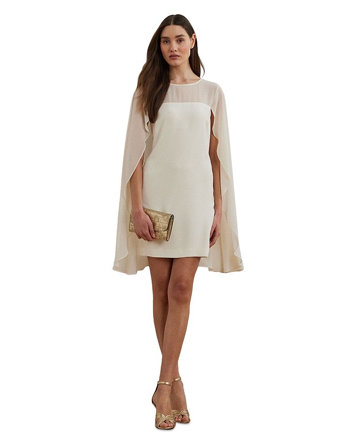 

Жакетный коктейльный сарафан Cape Georgette Ralph Lauren, белый