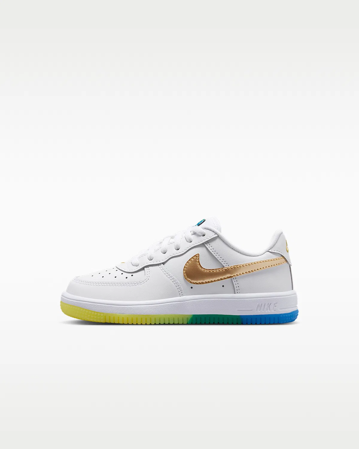 Кроссовки Nike Force 1 Low для малышей, White/Soar/Sonic Yellow/Metallic Gold