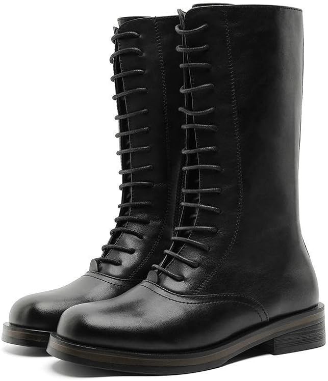 

Мужские ботинки Santimon с шнуровкой и боковой молнией, средняя голень, модные, противоскользящие, для мотоцикла, черный