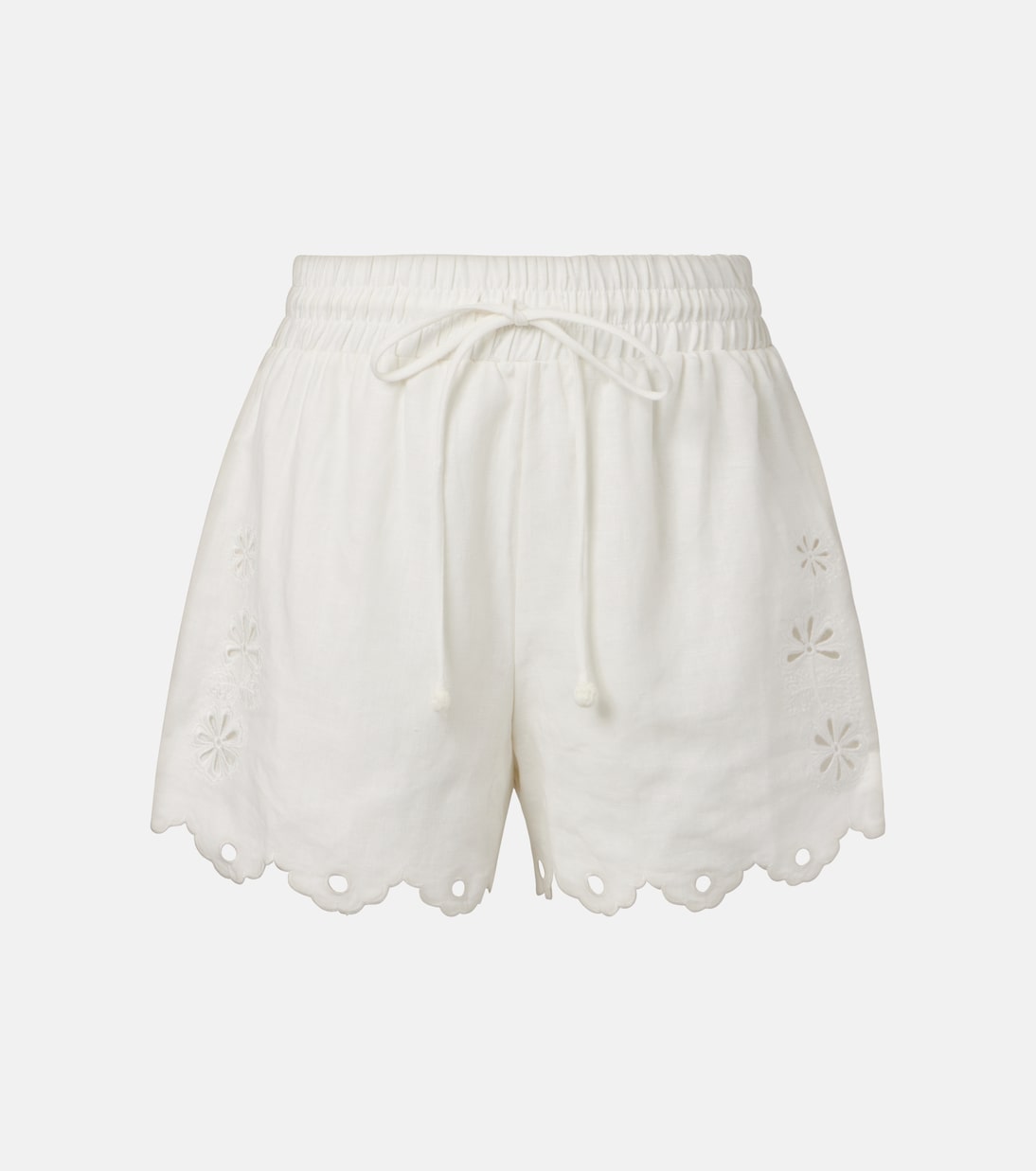 

Вышитые льняные шорты Farm Rio, Off-White