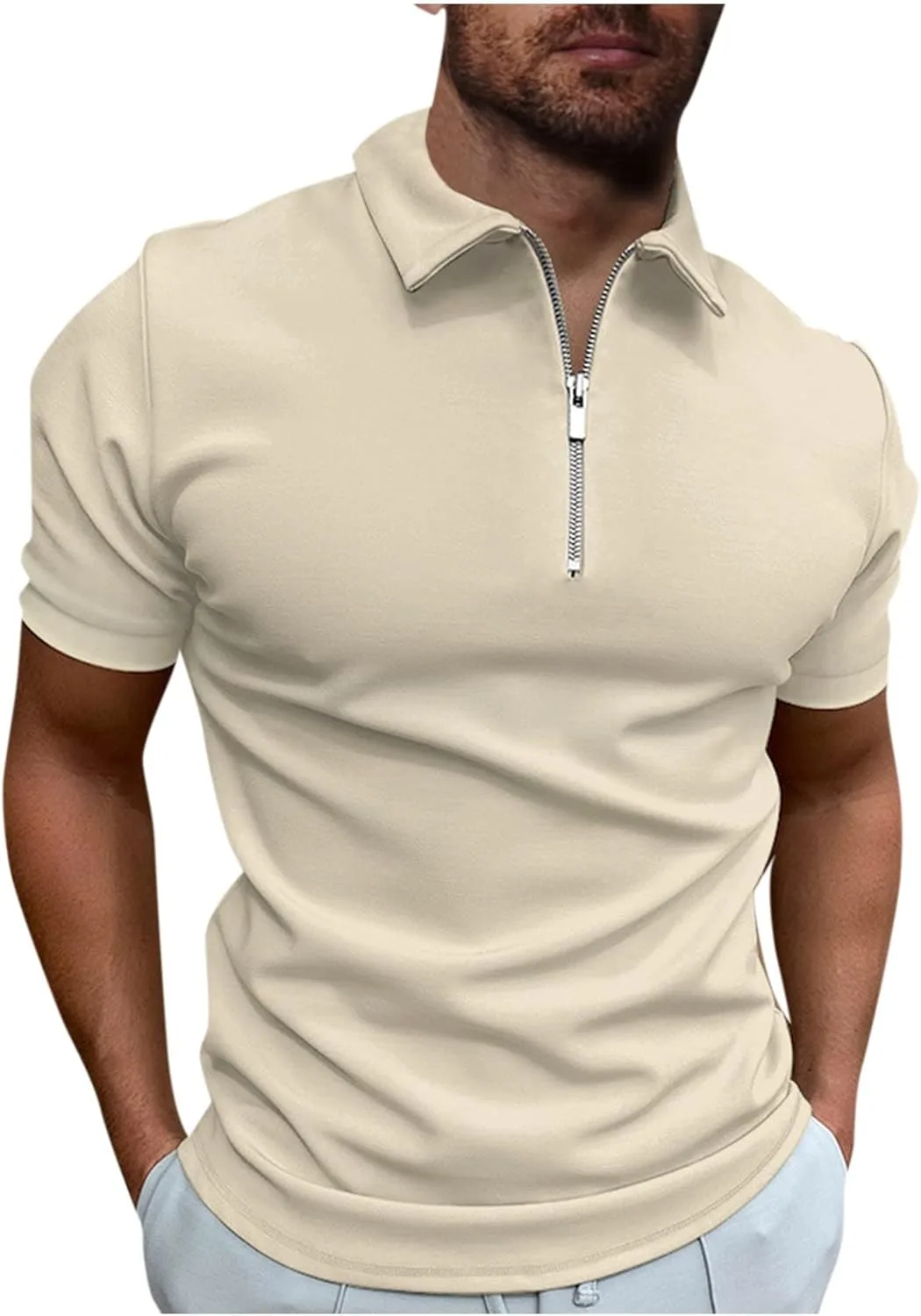 

Ymosrh мужская поло с коротким рукавом и молнией, легкая, для гольфа, S-5XL
