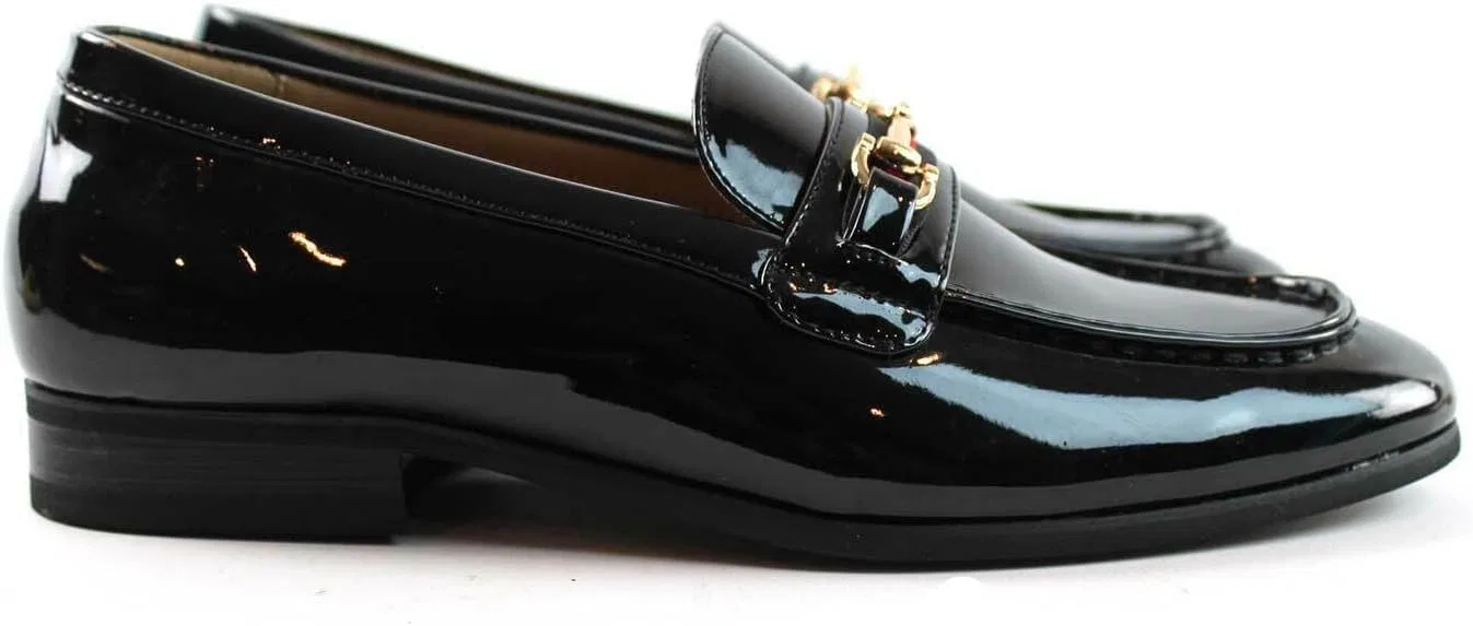 Лоферы мужские, Patent Black, с золотой пряжкой, Slip On, Modern Classic AZAR MAN — фото 3