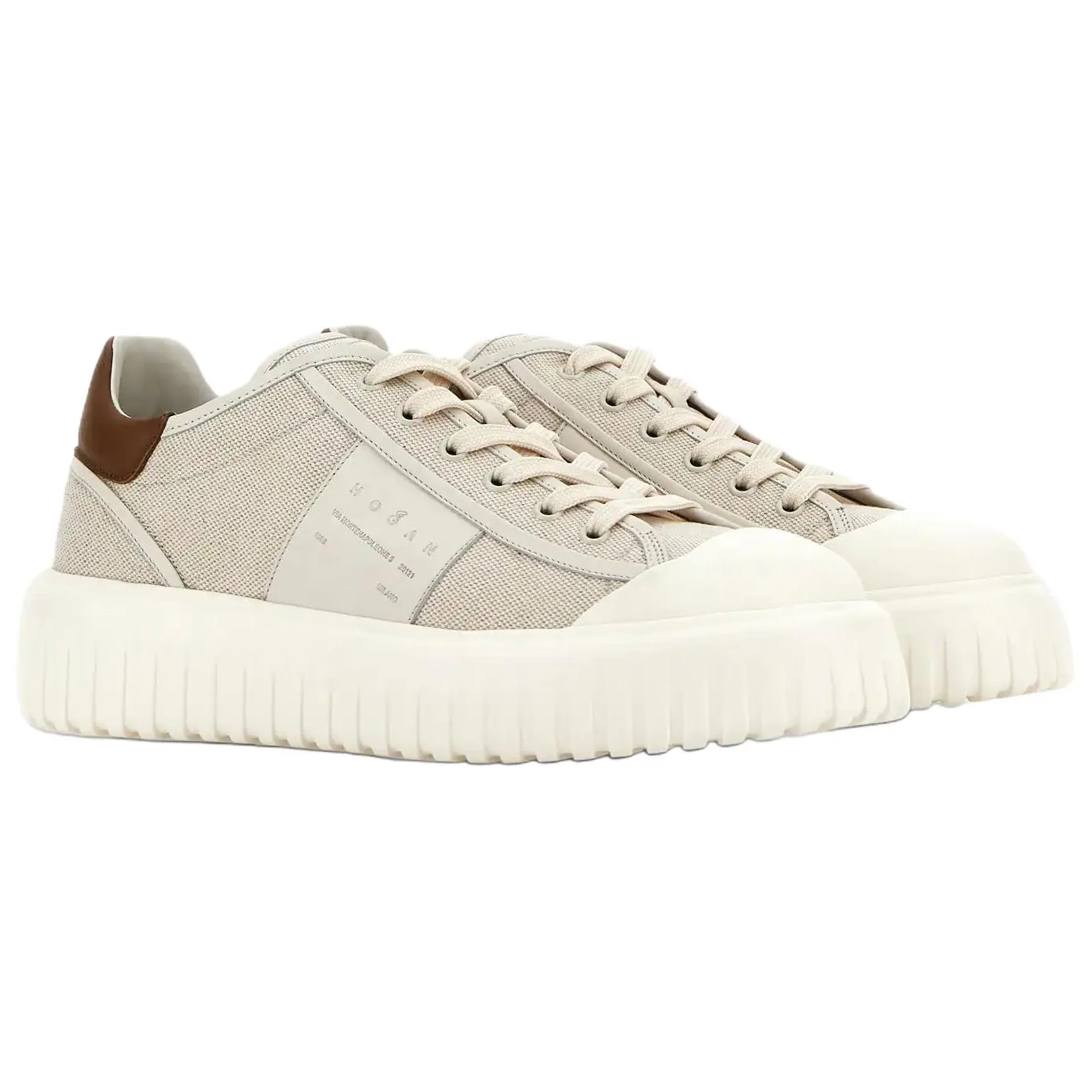 HOGAN Кроссовки H Stripes Leather Low top Skateboard мужские Ivory Brown — фото 4