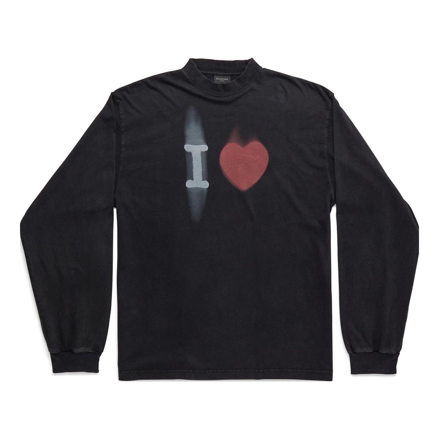 

Футболка Balenciaga I Love Long Sleeve T-shirt Medium Fit 'Black', черный