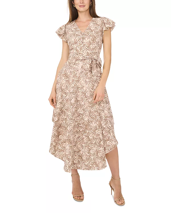 

Макси-Платье с V-образным вырезом и рукавами-крылышками Vince Camuto, бежевый