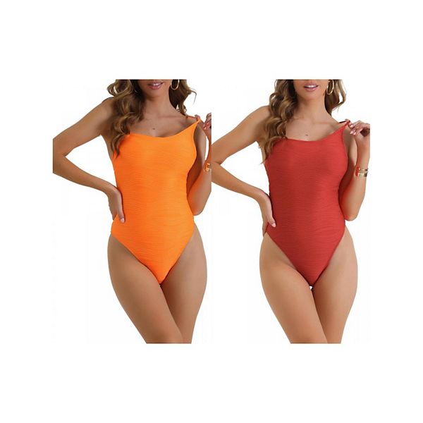 

2 упаковки женского монокини с лямками и ребристой фактурой, 1 шт регулируемые тонкие бретели и треугольные трусики Inspire Chic, Orange Red, Красный, 2 упаковки женского монокини с лямками и ребристой фактурой, 1 шт регулируемые тонкие бретели и треуголь