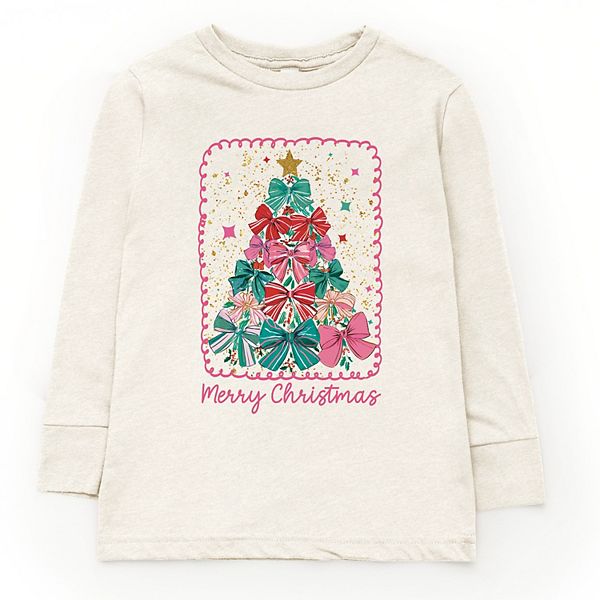 

Футболка с длинным рукавом Merry Christmas Bow Tree The Juniper Shop, Natural