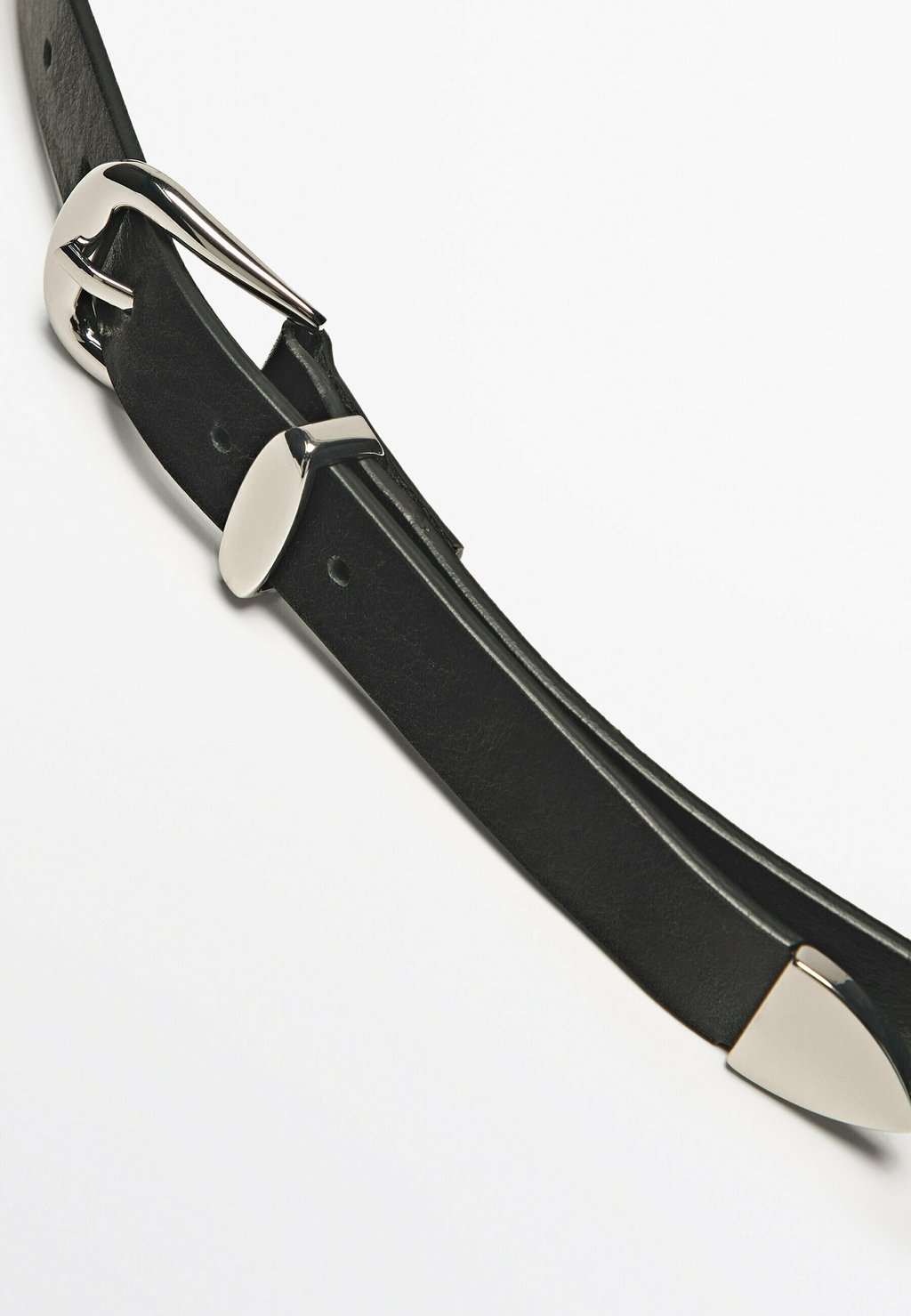 

Ремень WITH STUD DETAILS Massimo Dutti, черный
