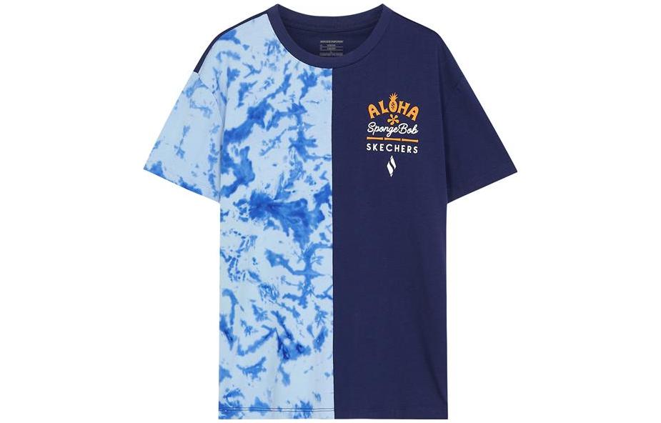 Футболка для детей с круглым вырезом Moderate Skechers, синий tie-dye all over print flower — фото 3