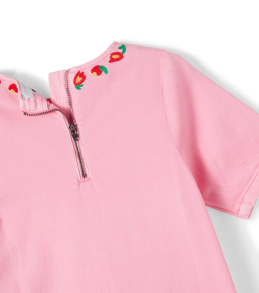 Джинсовое платье с вышивкой Stella McCartney Kids, розовый — фото 4