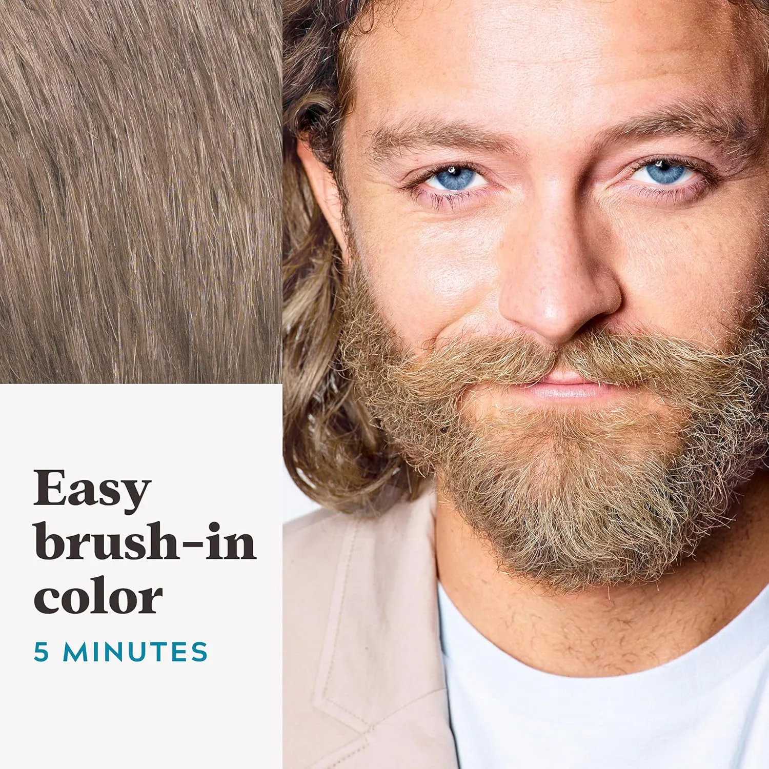 Краска для усов и бороды Just For Men, в комплекте с кисточкой, с кератином, биотином, алоэ и кокосовым маслом для здоровья волос на лице - светлый оттенок, M-10/15, 1 шт. (упаковка может отличаться) 1 штука (1 шт.), Blond M-10/15 — фото 4