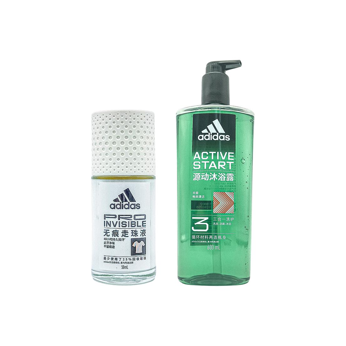 

Классический мужской набор ухода 3 в 1 бесшовный ароматизированный успокаивающий кожу антиперспирант 50 мл + гель для душа 250 мл/600 мл Adidas