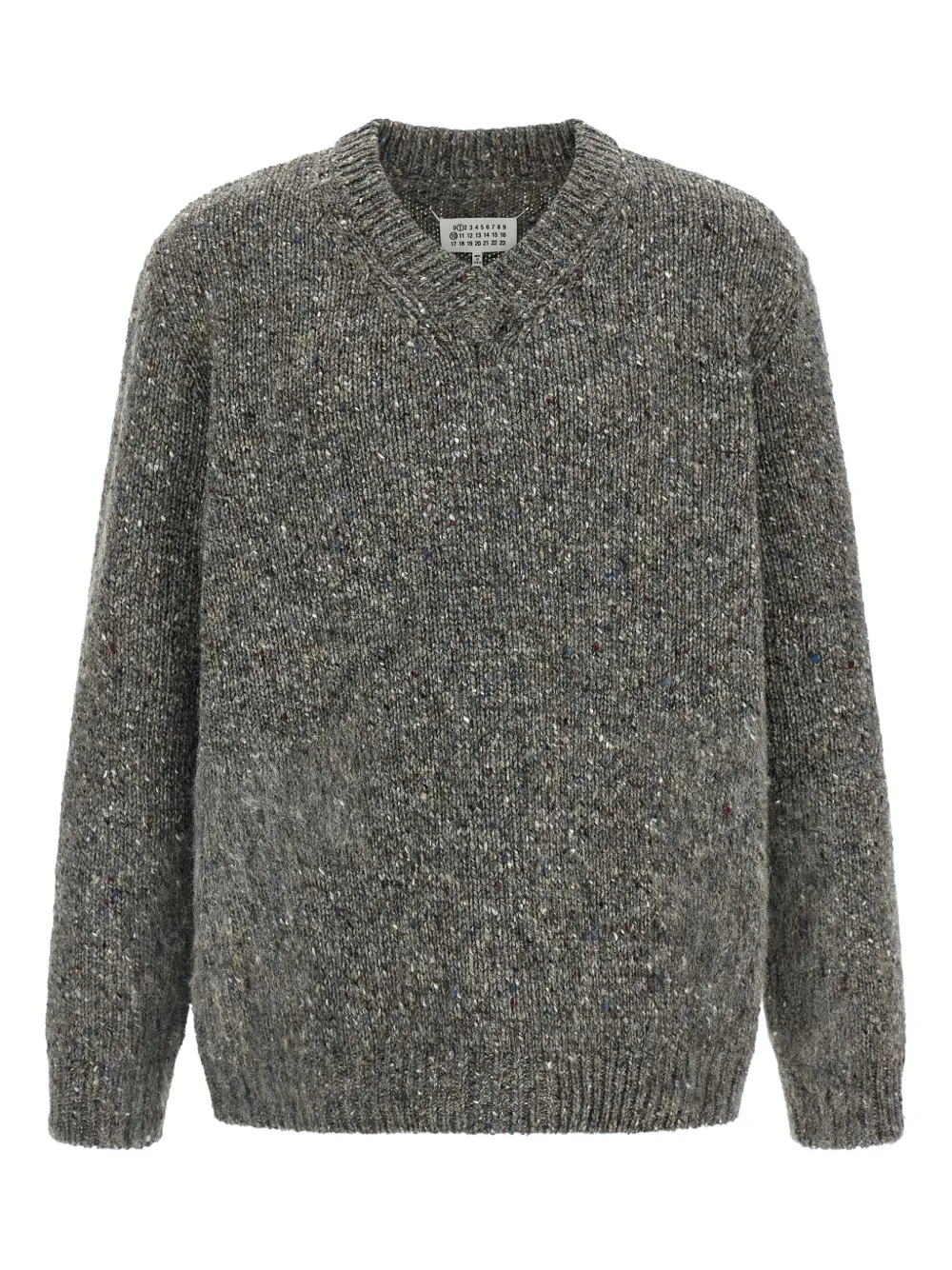 

Свитер с V-образным вырезом и заниженной линией плеч Maison Margiela, серый