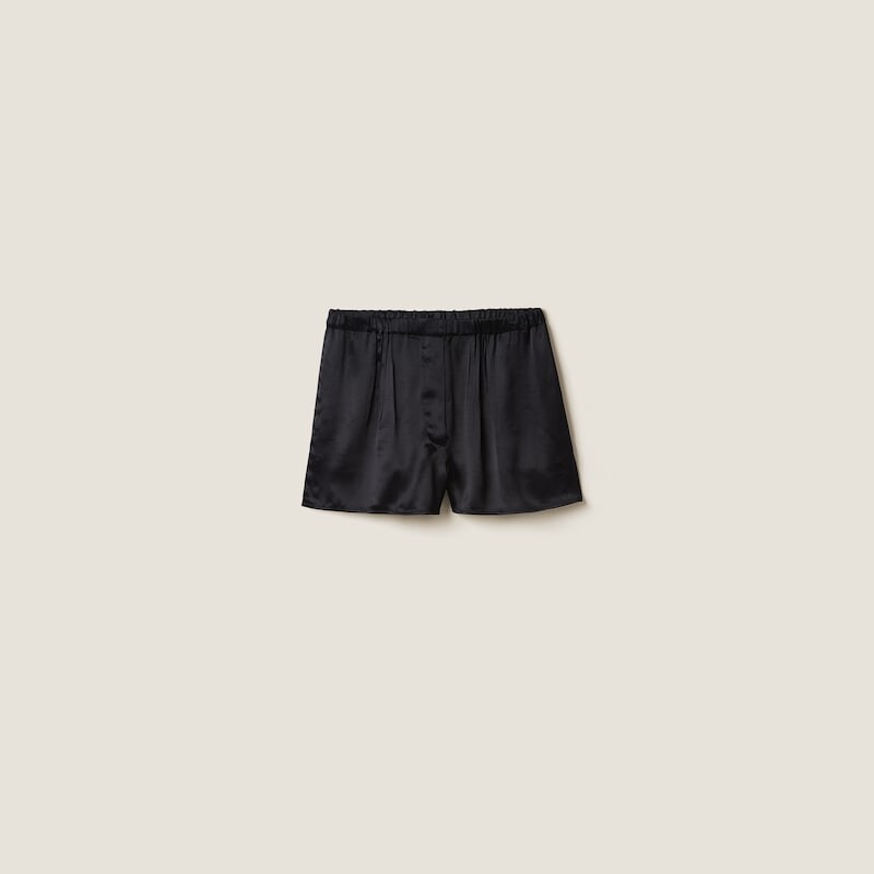 

Атласные шорты-боксеры Miu Miu, черный