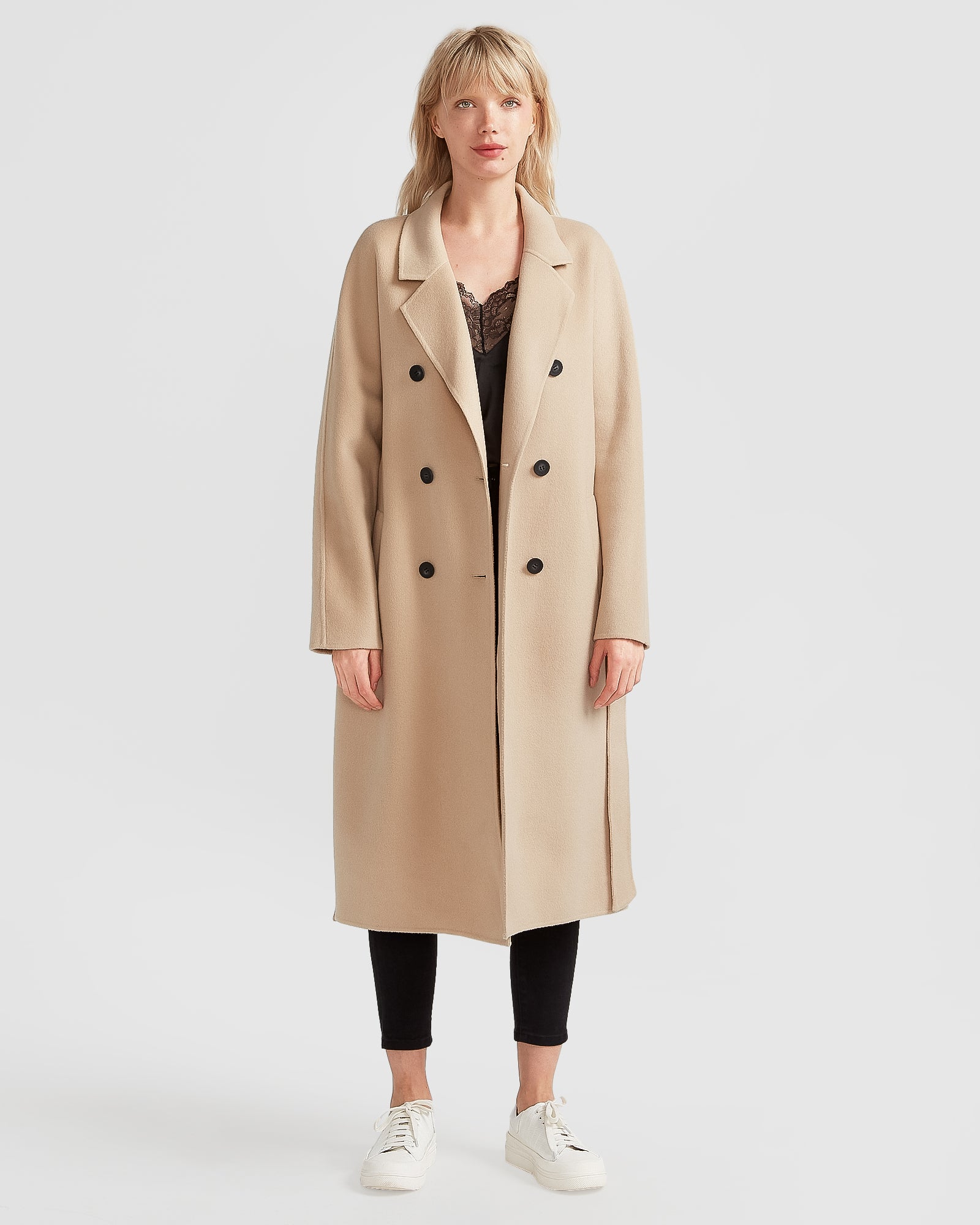

Boss Girl двубортное шерстяное пальто Belle&Bloom, цвет pale oat