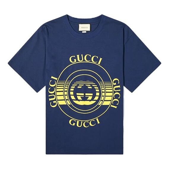 

Футболка record printed oversized for men navy Gucci, мультиколор