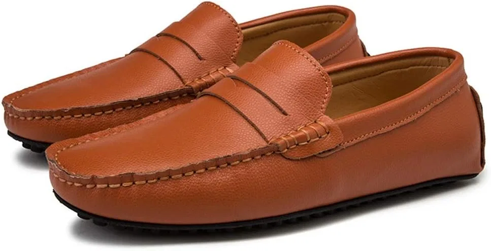 Мокасины кожаные мужские повседневные Penny Loafers, коричневый TEDALIHAO — фото 4