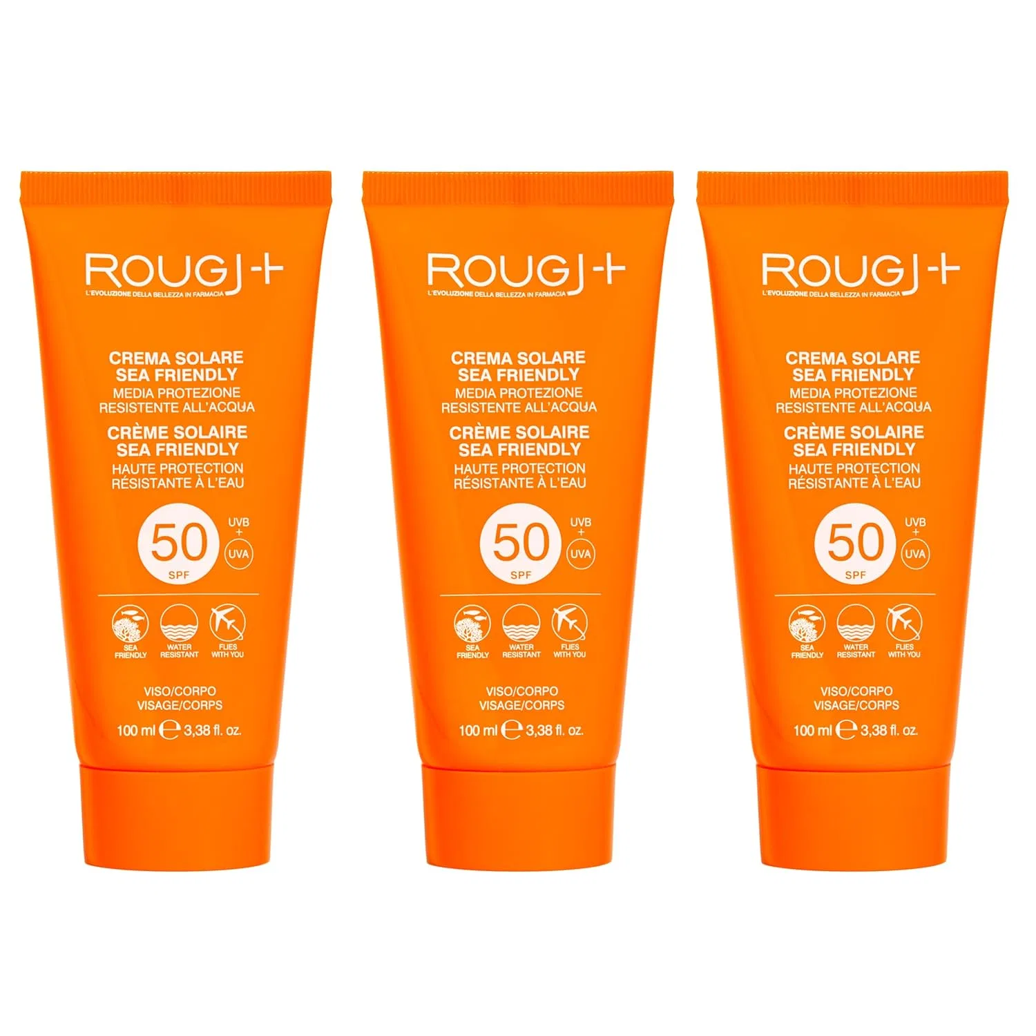 Солнцезащитный крем SPF 50 для лица и тела 100 мл (3 шт.) от Rougj Rougj, 50Spf 100Ml X 3