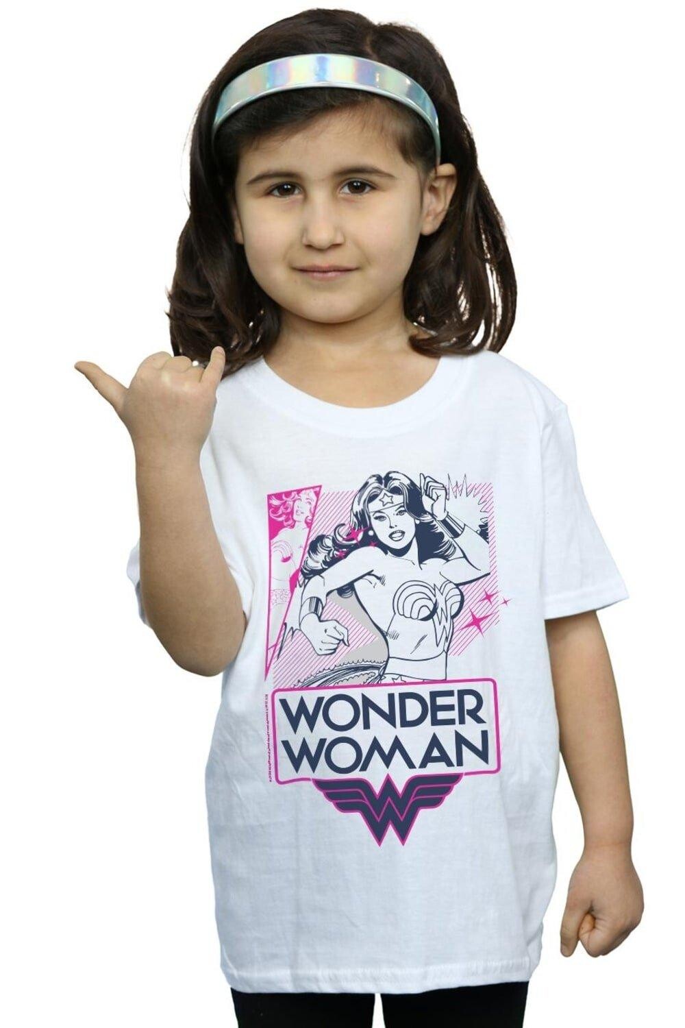 

Розовая хлопковая футболка Wonder Woman Action DC Comics, белый, Розовый, Розовая хлопковая футболка Wonder Woman Action DC Comics, белый