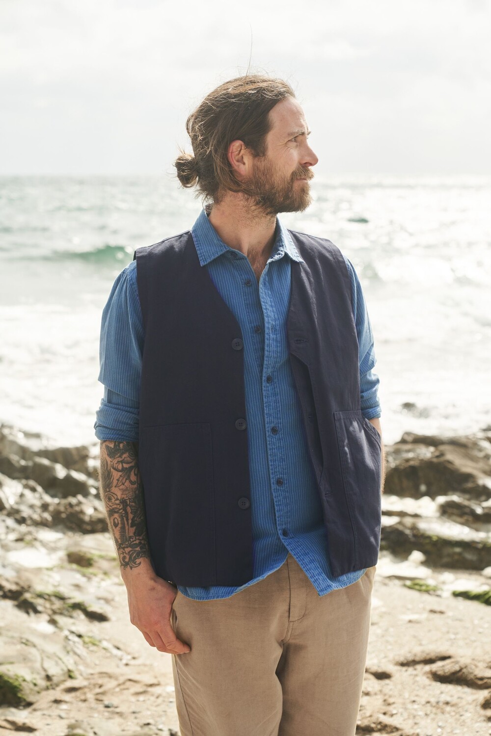 

Метровый жилет из натурального хлопка Seasalt Cornwall, синий