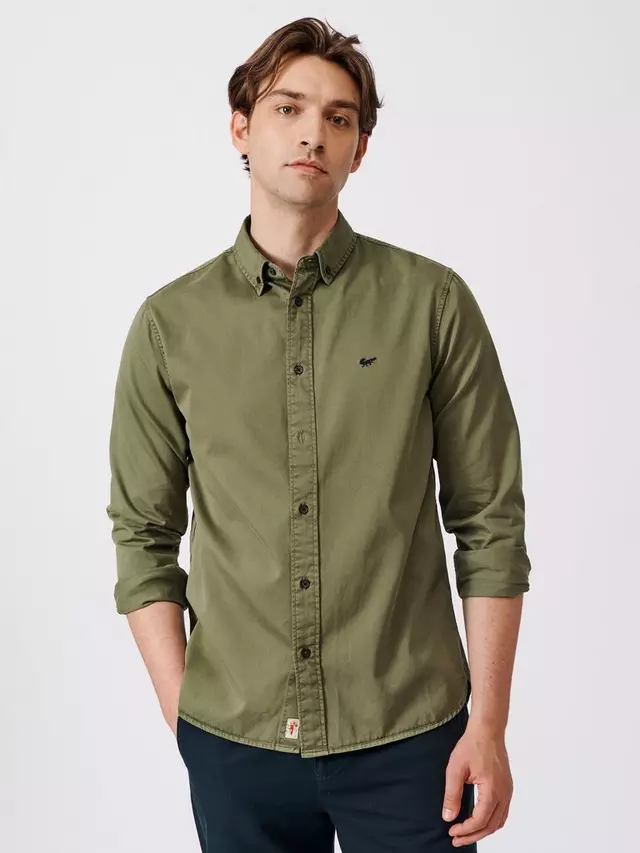 

Рубашка Aubin Hessle Garment Dyed Cotton, оливковый