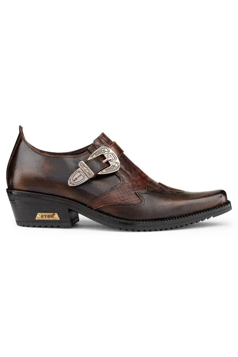 Туфли ковбойские из змеиной кожи Infinity Leather, коричневый