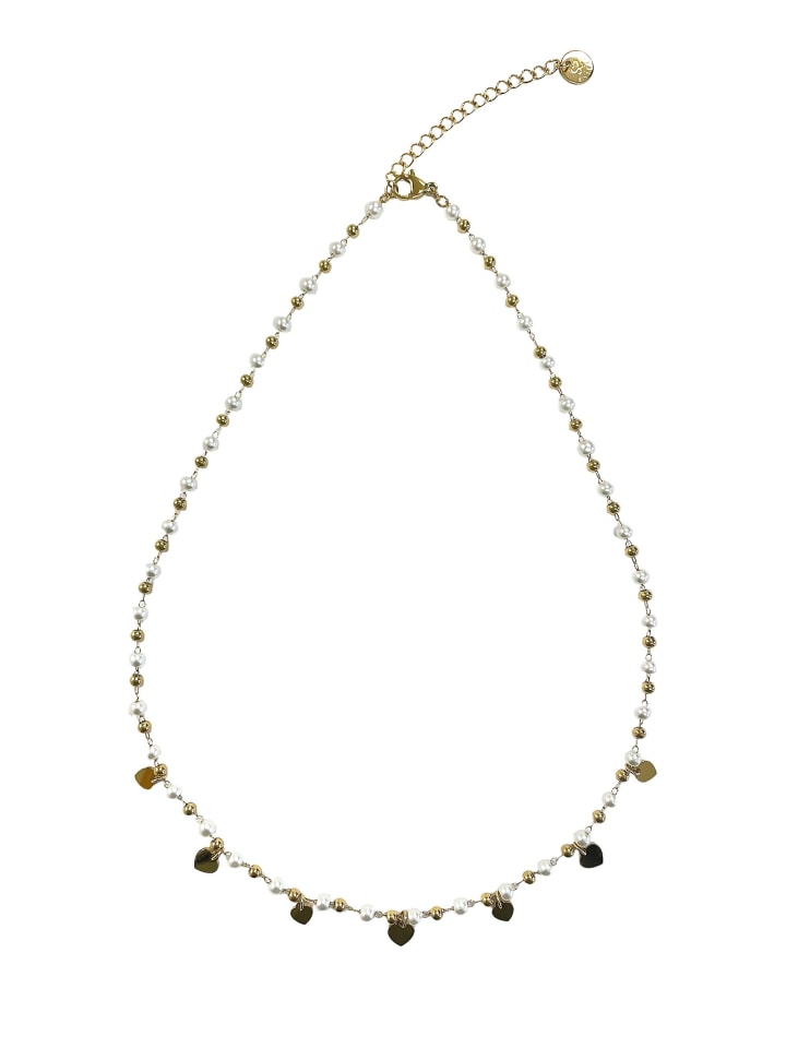 

ANELY Жемчужное колье-чокер с золотыми монетками в форме сердца