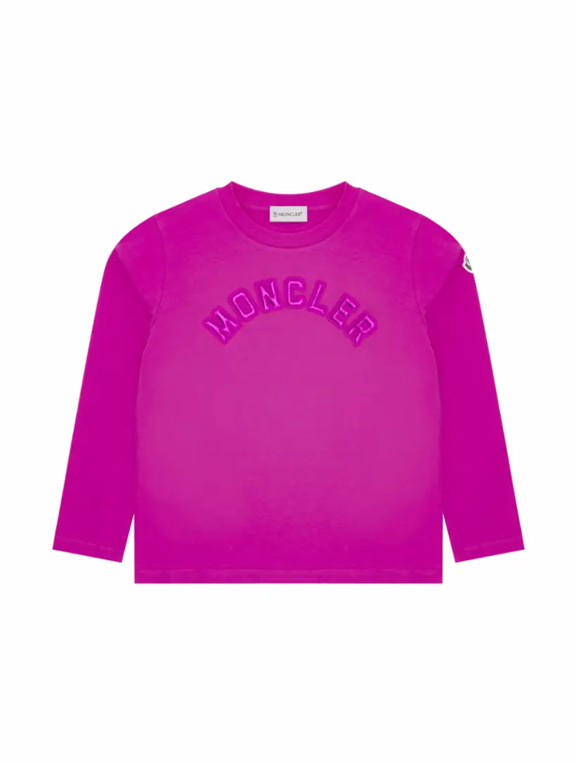 

Хлопковый лонгслив с логотипом Moncler, розовый