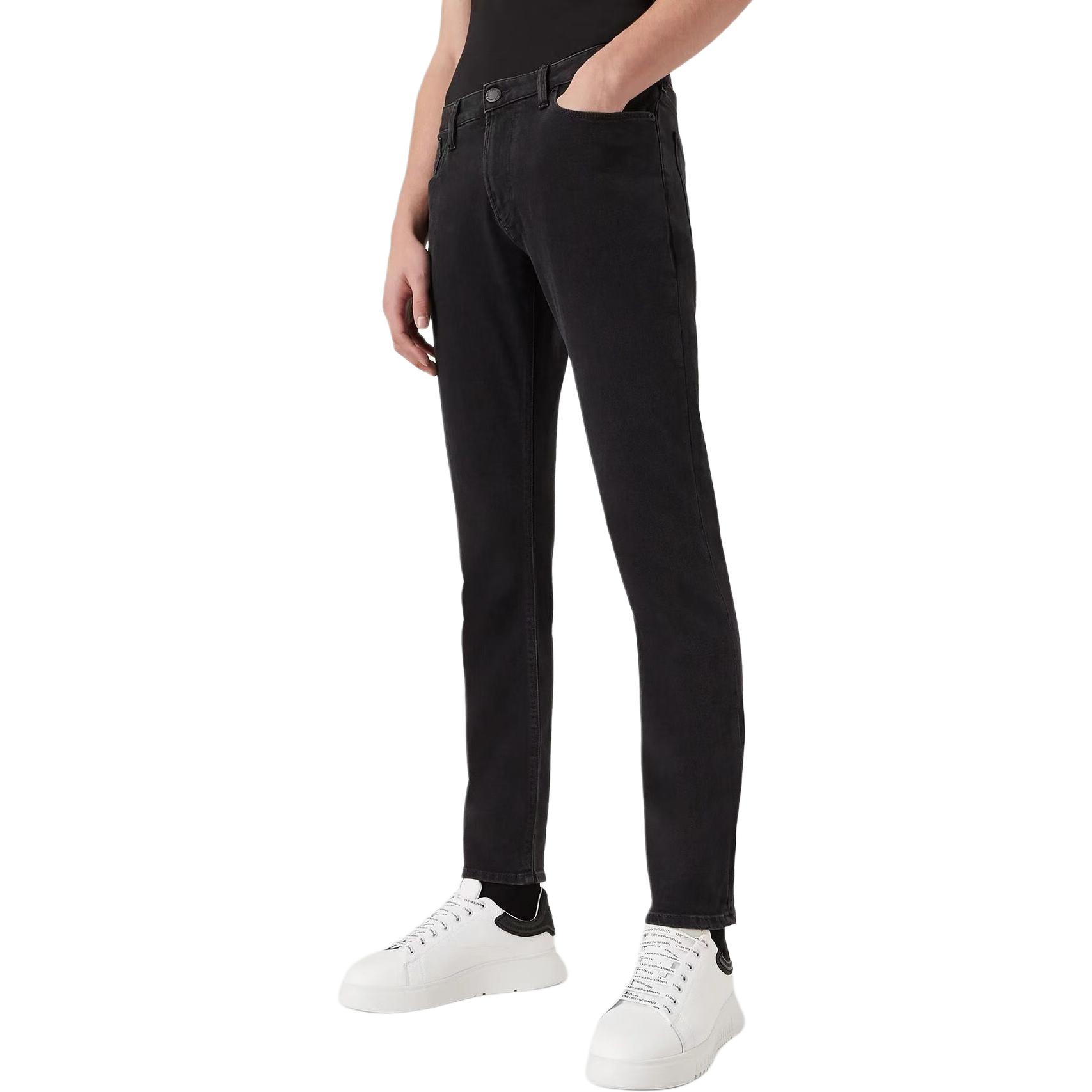 Низкие прямые облегающие джинсы EMPORIO ARMANI, черные — фото 3