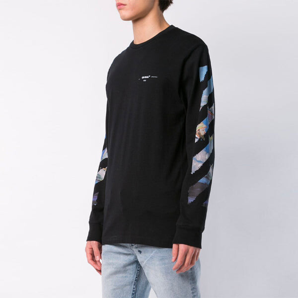 Толстовка c/o virgil abloh men's black diag arrows long sleeve t-shirt Off-White, черный — фото 3