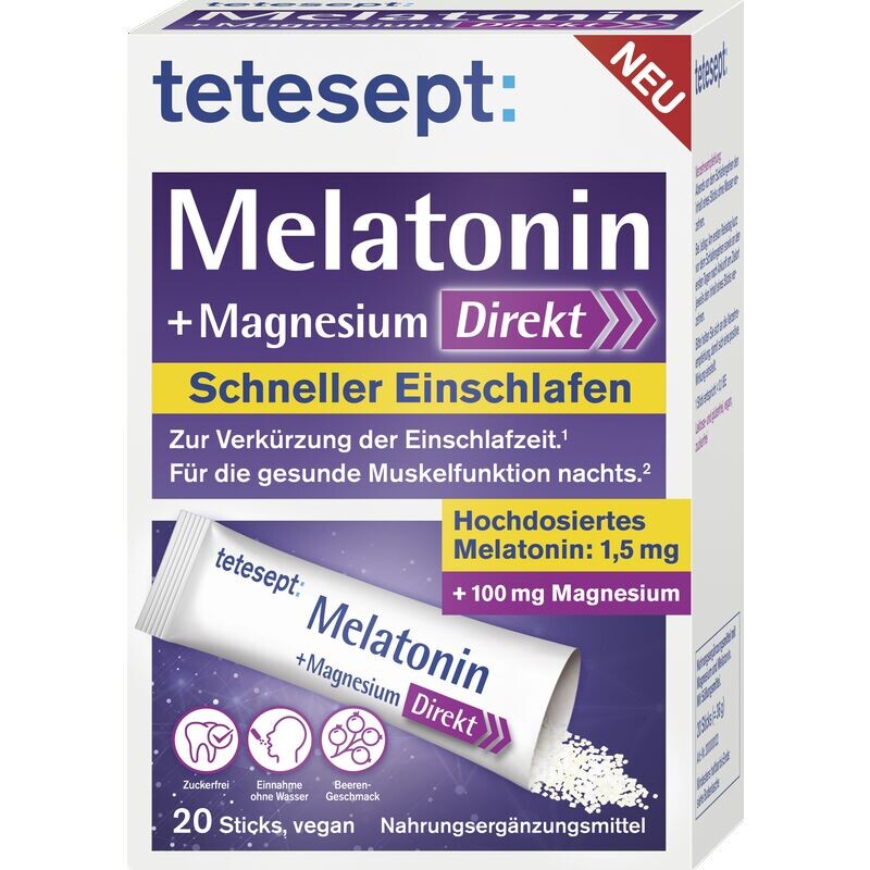 

Мелатонин + Магний Прямые палочки tetesept, 36 g