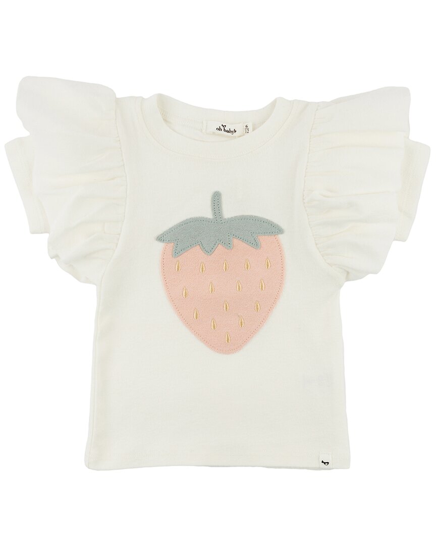 

О детка! Футболка из хлопкового ребра с аппликацией клубники Oh baby!, белый