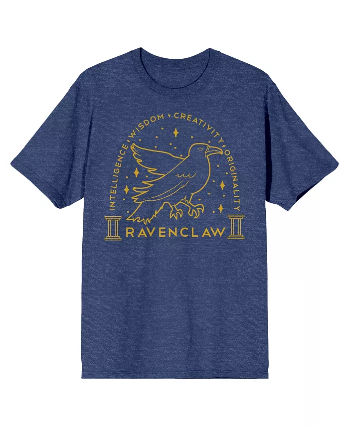 

Мужская футболка Ravenclaw Crest Gold Line Art, цвет navy heather — XXL Harry Potter, синий